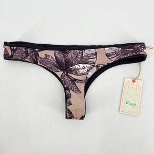 Maaji Womens Reversible Bikini Swim Bottom Purple Tropical Print Size M Medium